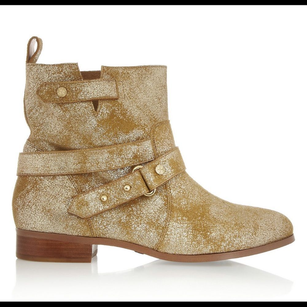 Cynthia Vincent Metallic suede ankle booties